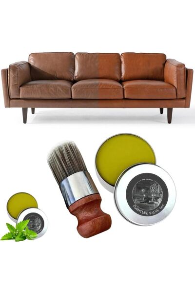 Arabest مرهم جلدي للأثاث، مرهم وفرشاة للأثاث الجلدي، لإصلاح وحماية قطعك الجلدية