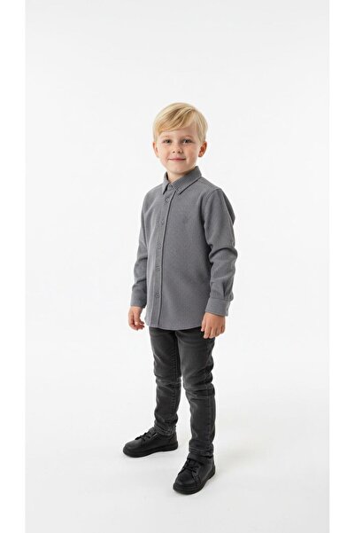 RBL COLLECTİON Erkek Çocuk Kadife Gömlek Nakışlı