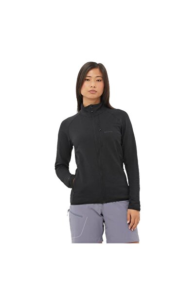 Salomon Essential Lightwarm Women Full Zipper Fleece Deep Black Lc2445900