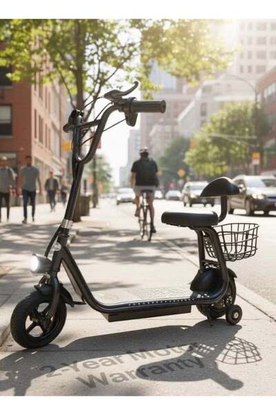 squar eofjoy Electric Scooter for Kids with Seat and Rear Basket