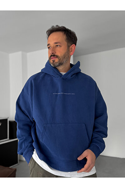 BYBASICMAN Albastru bleumarin cu imprimeu cu glugă Swea tricou C-4622