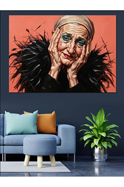 KanvasSepeti Μαγισσή με σκούρο μακιγιάζ Υψηλής ποιότητας ελαιογραφία Με υφή Κ...