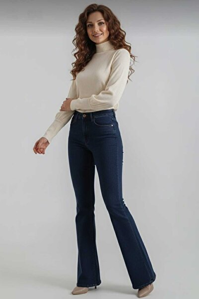 NWC Navy Blue Women's Spanish Pants F Flare Jeans High Waist Pants