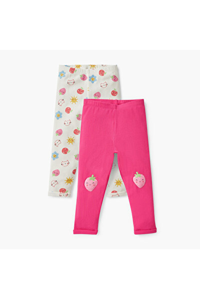 Juniors Printed Leggings with Elasticated Waistband - Set of 2