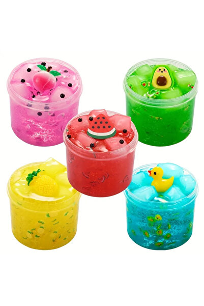 Saharaz 5Pcs Jelly Cube Clear Slime Kit for Kids, Crunchy Slime, Stress Relief Toy, Party Favors