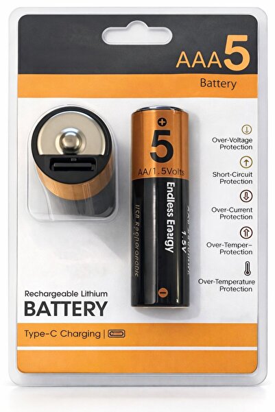 MATECHNO 2 Adet AAA5 Type-c Şarj Edilebilir Kalem Pil 1.5V 2800mWh Kapasiteli Lityum-ion Pil