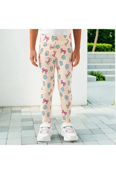 Juniors بنطال ضيق بطباعة كاملة مع حزام خصر مطاطي