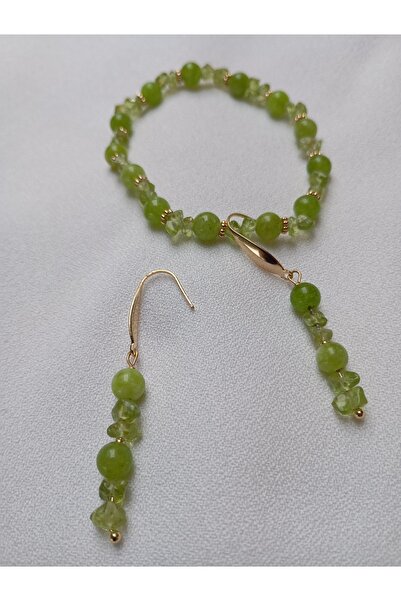 OEM 18K gold plated Peridot and roundel earrings and bracelet set