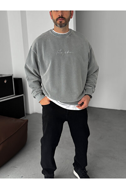 BYBASICMAN Grey Dreams Swea lavabil brodat tricou C-027