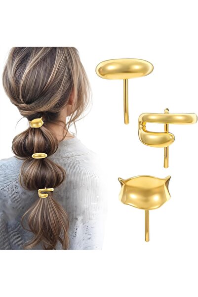 AZONEE Gold Hair Clips for Ponytail, 3 Pieces