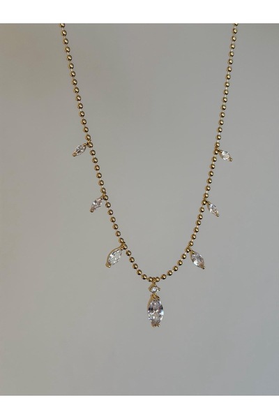 Nua Bijou Badem Kristal Sarkıt Taşlar Kolye