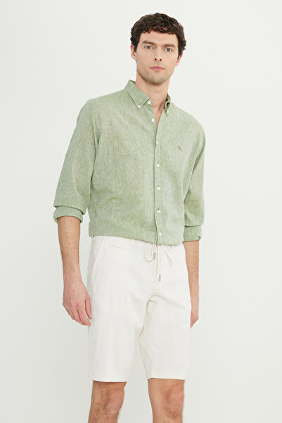 ALTINYILDIZ CLASSICS Cămașă pentru bărbați, verde, 100% in, confortabilă, cu croială nasturi, cu guler