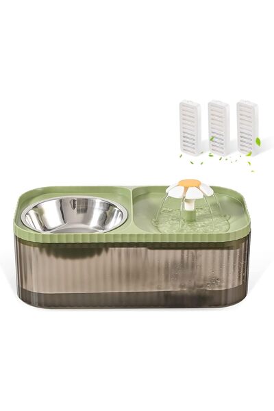 Arabest 3L Pet Water Fountain with Food Bowl, Ultra Quiet Automatic Dispenser...