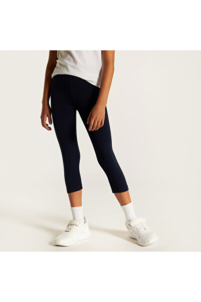 Juniors بنطال ضيق سادة بطول ثلاثة أرباع مع حزام خصر مطاطي