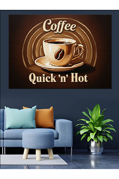 Artmeg Pânză decorativă cu logo Quick N Hot Coffee - Tablou din lemn MDF