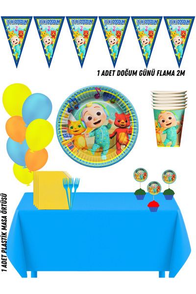 HAPPYLOOPPARTY Cocomelon Coco set dekoracija za rođendansku proslavu za 24 osobe