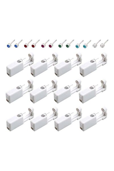 Generic 12-Piece Self Ear Piercing Disposable Tool Kit with Ear Studs Multicolour