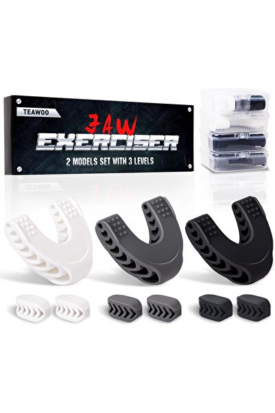 Arabest جهاز تقوية عضلات الفك للرجال والنساء، طقم من نموذجين مع 3 مستويات مقاومة، جهاز تقوية عضلات الفك من السيليكون للمبتدئين