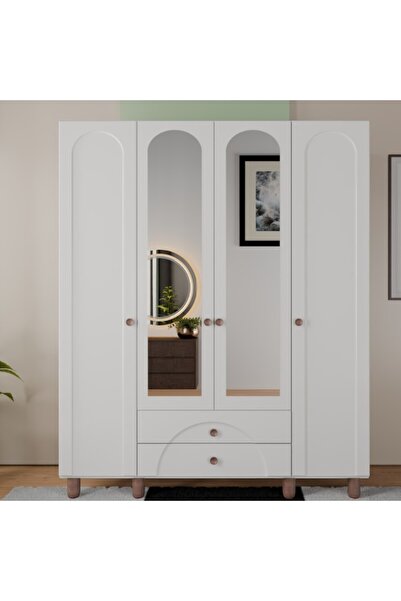 comiet Soprano ayaklı tasarım aynalı 4 kapak MDF Gardırop