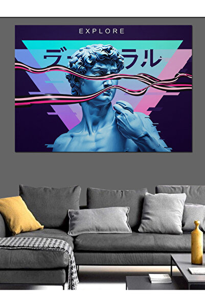 Artmeg Pânză decorativă cu personaj anime cu păr albastru - Tablou din lemn MDF