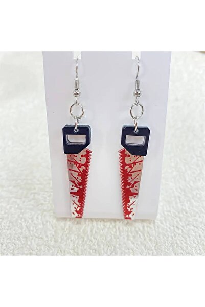 Mournbelle Halloween Temalı Kanlı Testere Gotik Küpe