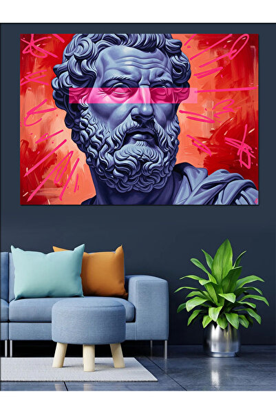 Artmeg Statuie grecească cu ochi de neon, pânză decorativă - Tablou din lemn MDF