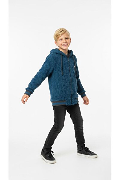 RBL COLLECTİON Erkek Çocuk Peluş Kapüşonlu Polar Sweatshirt Fermuarlı
