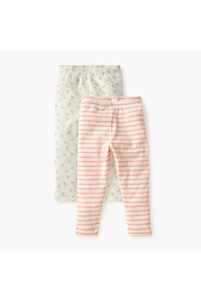 Juniors Printed Leggings with Elasticated Waistband - Set of 2