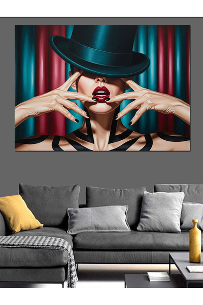 KanvasSepeti Femeie cu pălărie Pictură în ulei de înaltă calitate texturat Ca...