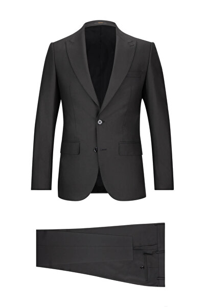 SAYKI Black Slim Fit Pointed Collar Classic Suit