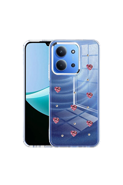 UnDePlus غطاء شفاف لهاتف شاومي ريدمي 15C الجيل الرابع مع نقش بارز ونمط لامع على شكل فيونكة