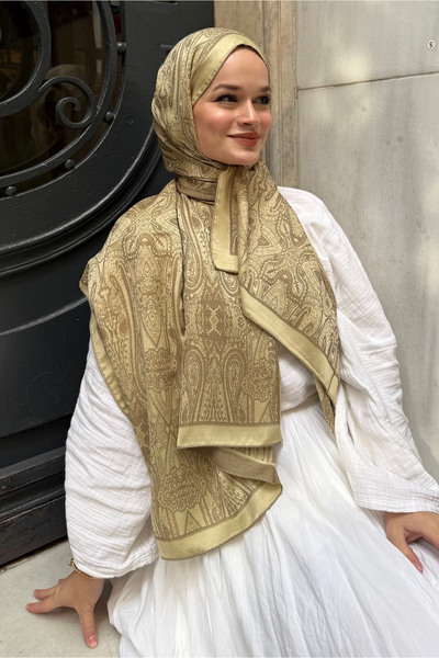 CUOCA LOUNGE Etnik Desenli Çift Taraflı Kaşmir İpek Şal