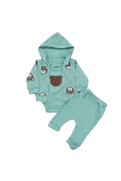 bebegen طقم كارديجان مطبوع قطعة للجنسين باللون الأخضر المائي