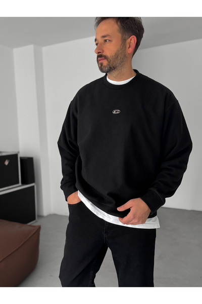 BYBASICMAN Swea negru în relief tricou C-020