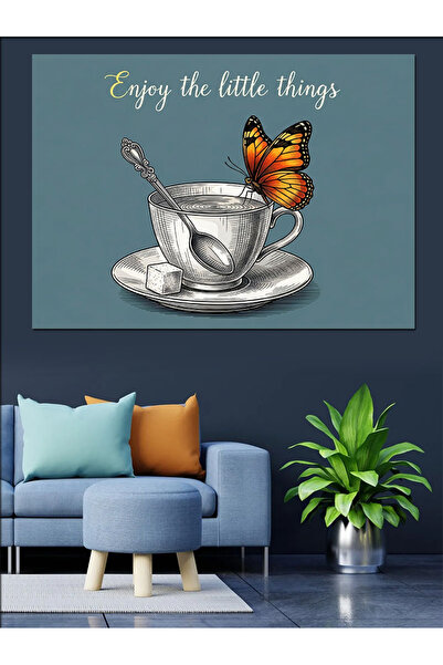 KanvasSepeti Cupa Fluturelui Pictură în ulei de înaltă calitate texturat Pânz...