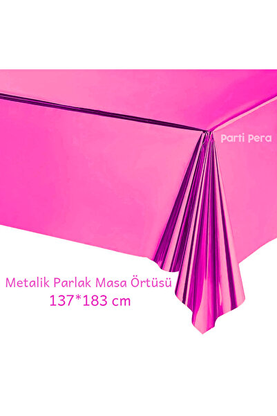 parti pera Metalik Parlak Pembe Alüminyum Folyo Masa Örtüsü 137*183 cm