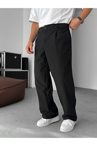 BYBASICMAN Black Stretch Fabric Parachute Fabric Baggy Pants C-03