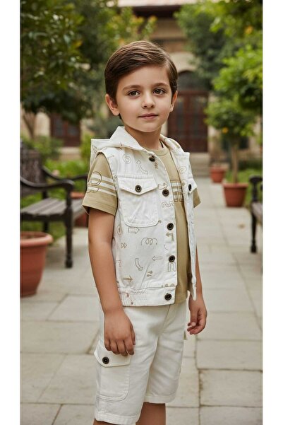 Jollypop VESTĂ CU GLUGĂ TRIUCĂ PANTALONI SCURTĂ BUMBAC SET 3 PIESE