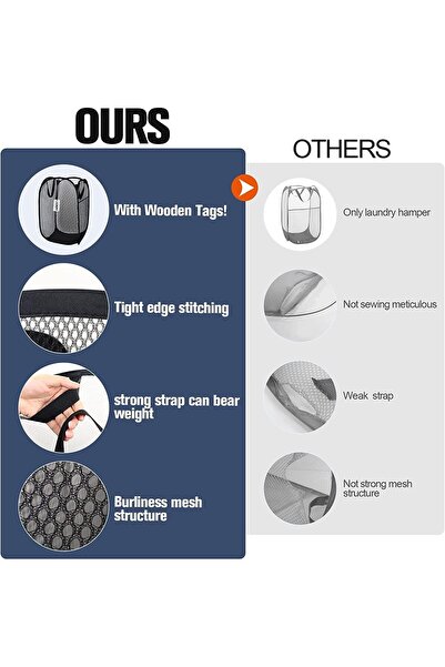 Bukela سلة غسيل شبكية قابلة للطي من تايكوم - حل تخزين - سلة صغيرة - حقيبة شبكية قابلة للطي - غسيل