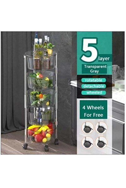 DRAMA HOME رف تخزين متحرك متعدد الأغراض بخمس طبقات