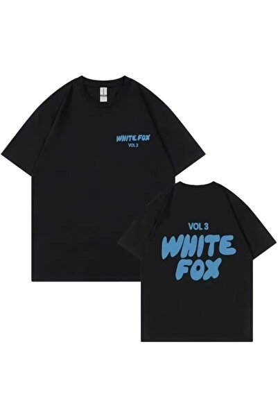 White Fox Vol3 Siyah Tişört Unisex Trendy Oversize Kısa Kollu