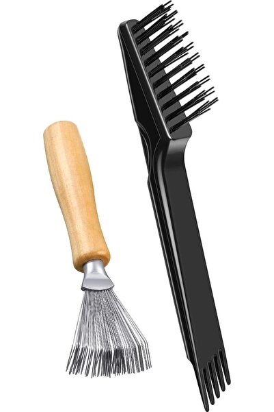 Aputue منظف فرشاة الشعر، أداة تنظيف 2 في 1 بمقبض خشبي