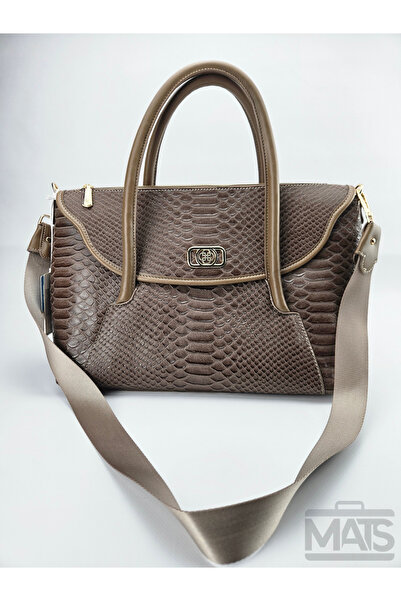 DSN Mink Crocodile Patterned Large Hand and Shoulder Bag
