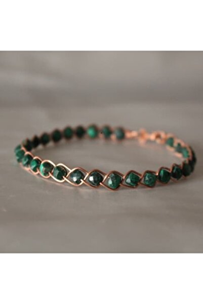 Elbi Takı Örgü Model Malahit Küp Kesim Bilezik