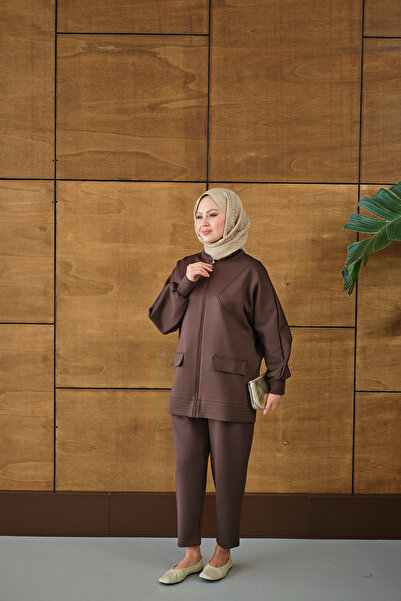 LOCCO Women's Zippered Double Suit Brown