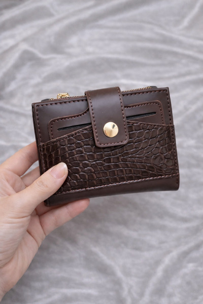 ARLEN STUDIO Kadın Orta Boy Cüzdan Kroko Desenli Çıtçıt Kapamalı Kartlıklı Gü...