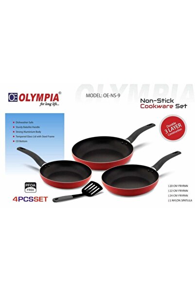 Olympia طقم مقلاة غير لاصقة بمقبض من الباكليت (4 قطع) OE-016