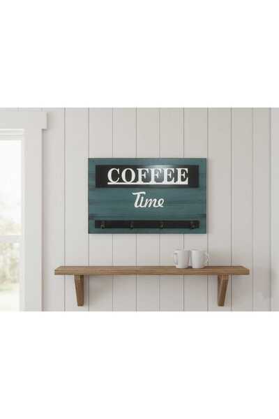 KH Kahve Köşesi için Askılık Fincan Rafı Dekoratif Rustik Görüntü Coffe Düzen...