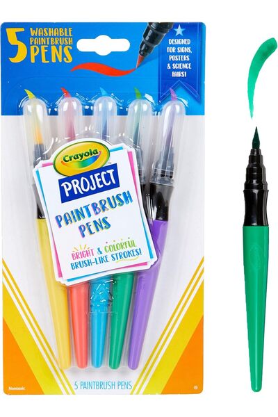 Crayola Washable Paint Brush Pens, 5 Count, Assorted Colors