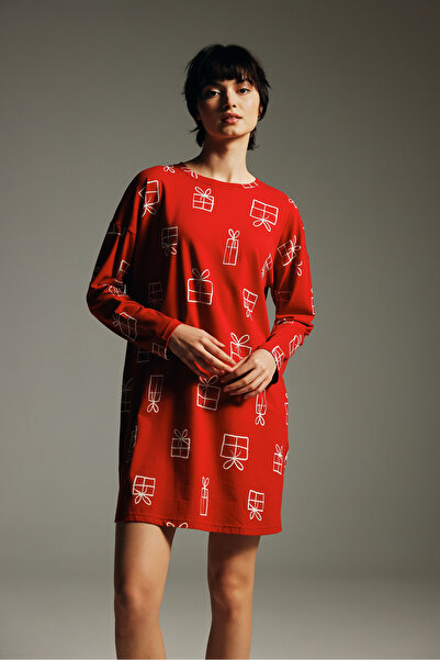 Hays Kadın Pamuklu Uzun Kollu Gecelik